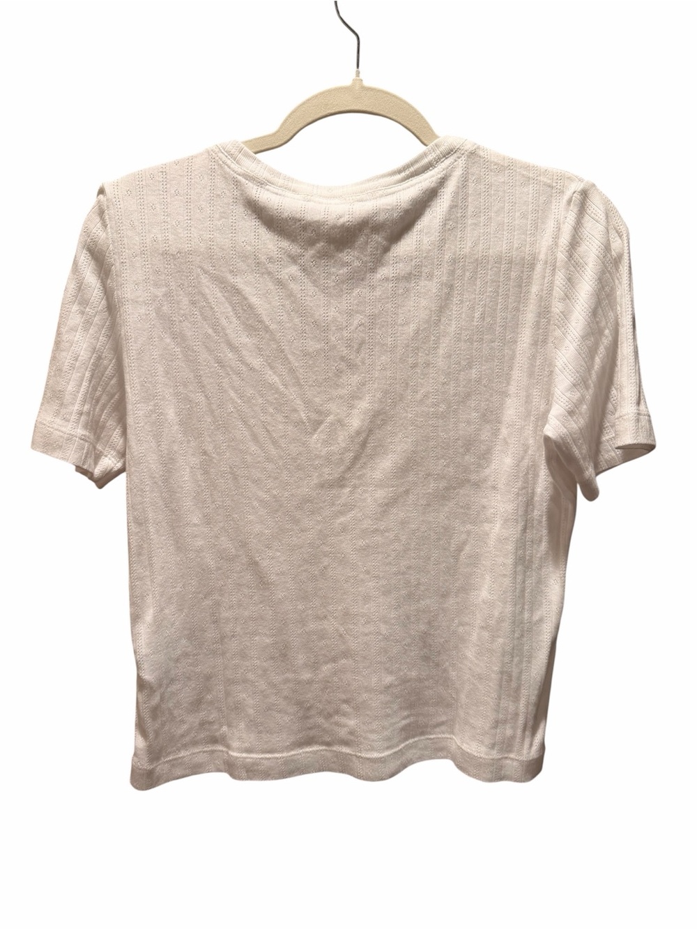 Madewell Pointelle Nottch Neck White Short Sleeve Top / Size Large - Picture 3 of 5